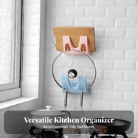 Wall Mounted Pot Lid Rack Multi-Functional Board Holder for Small Kitchens, Apartments