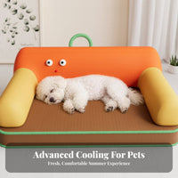 Cartoon Dog Sofa Four-Season Use Pet Sofa Scratch-Resistant Cat Couch for Young Dogs, Small Pets