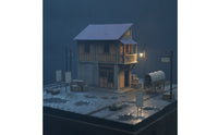 Railway Building Kit Two-Story Scale Model Building Diorama House Wood-Grain Diorama Kit Corrugated for Modelers, Dioramas
