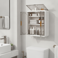 Wall-Mounted Bathroom Storage Cabinet with Magnetic Closure, Dustproof Organizer for Home Toilet