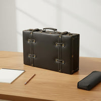 Vintage Design Suitcase Alloy Buckles Vintage Luggage Trunk Retro Wooden Storage Box Multi-Functional Antique Suitcase Box
