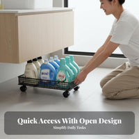 With Wheels Mobile Laundry Holder Space Saving Under Sink Rolling Cart Easy Mobility Rolling Storage Cart Lockable Casters for Bathroom, Kitchen