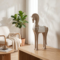 Horse Figurine with Pedestal Decorative Horse Figurine Minimalist Sculpture for Living Room, Office, Study