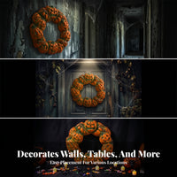 Pumpkin Wreath Dark Backing Pumpkin Wreath Textured Halloween Decoration for Wall