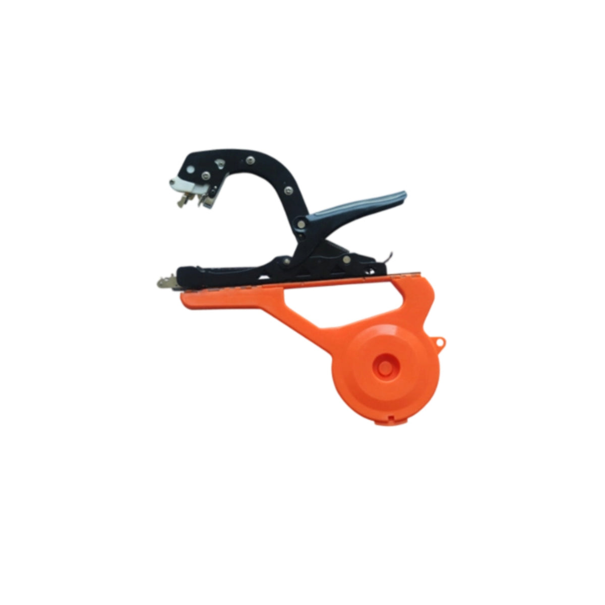 Orange Plastic Body Manual Vine Tie Tool Trigger Handle Handheld Tape Tie Tool Clamp Style Plant Tying Tape Machine Spool Housing for Orchard Work, Gardening