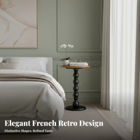 French Inspired Solid Wood End Table Retro Design Solid Wood Coffee Table Elegant Design Nightstand Stable Weighted Base for Interior Designers, Apartment Dwellers, Homeowners, Living Room, Bedroom, Small Areas, Entryway