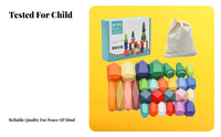 28 Pieces Educational Balancing Stone Blocks Child Safe Polygonal Building Blocks Improves Balance for Toddlers, Kids, Preschool, Classroom