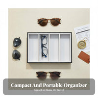 Handmade 4-Slot Glasses Display Tray Portable Design Eyeglass Display Stand Protects from Dust and Scratches for Shop Window, Dresser