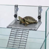 Turtle Basking Platform with Ramp Adjustable Hanging Turtle Platform with Suction Cups for Reptile Keepers