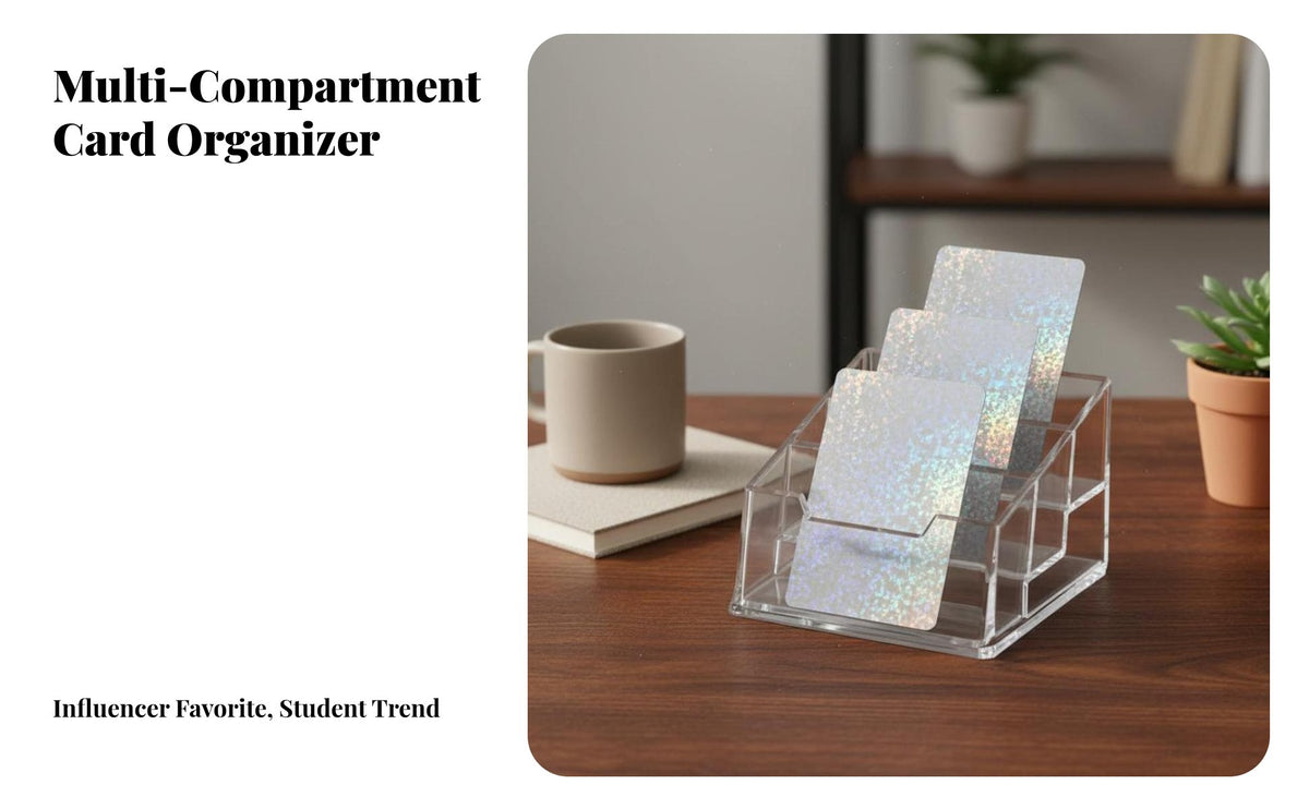 Acrylic Card Display Stand Space Saving Trading Card Storage Box Easy Access Desktop Postcard Display for Collectors, Game Room