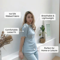 Womens Pyjamas Set with Breathable Milk Silk Material for Sleeping and Home, Plus Size Nightwear for Ladies Lounge Wear