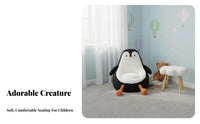 Thickly Padded creatureShaped Foam Chair Stable Base Soft Fabric Penguin Chair Embroidered Details children's Furniture for Toddlers, Reading, Living Room, Balcony, Playroom