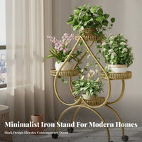 Floor Standing Plant Display Elegant Design Multi-Tier Plant Stand Strong Load-Bearing Metal Planter Pot Holder for Living Room, Balcony, Corner