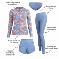 Swimsuits for Women with Padded Bra and Zipper Closure, Versatile 2-Piece for Older Ladies