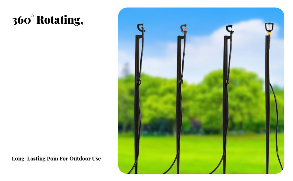Ground Stake Micro Sprinkler Water Saving 360 Degree Rotating Mister Wide Coverage Micro Misting Nozzle for Gardeners, Homeowners, Farm, Nursery, Yard