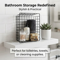 Bathroom Storage Baskets with Handle for Under Sink Organization, Metal Wire Rack for Kitchen and Cabinets, Iron