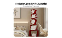 Space-Saving Tilted Cube Structure Minimalist Aesthetic Bookcase Multi-Functional Storage Rack Creative Design for Apartment Dwellers, Homeowners, Collectors, Corner, Living Room, Small Areas, Bedroom