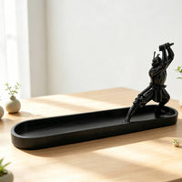 Katana-Style Incense Tray with Samurai Decorative Incense Stick Holder Black Elegant for Home Office