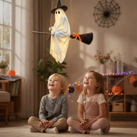Spooky Ghost Riding a Broom Cloth Decorations Festive Decoration Lightweight for Porch