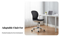 Height Adjustable Mesh rear Rolling Chair 360-Degree rotate Armless Mesh rear Rolling Chair Ergonomic Design Office Furniture Padded Seat padding for Students, Adults, Teens, Dormitory, Conference Room, Small Spaces, Bedroom