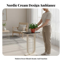 Sintered Stone Top Plant Stand Waterproof Floor Standing Display Pedestal Narrow Console Table Heat Resistant for Living Room
