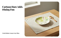 Cute Dish Aesthetic Ceramic Dish Cartoon Bunny Plate for Young Adults, Children, Home Use, Daily Meals