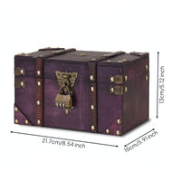 Wooden Storage Box with Hinged Lid Vintage Wooden Jewelry Box Retro Container for Collectors, Vanity
