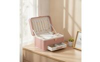 Jewelry Box Multi-Layer Jewelry Box with Mirror Large-Capacity Storage Case with Mirror for Bedside Table