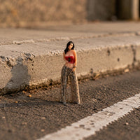 3D Printed 1/64 Female Figurine Compact Size Street People Model Resin Material