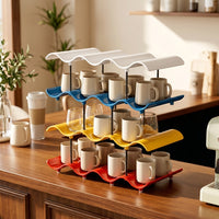 Compact Cup Storage Rack Sturdy Mug Rack with Wavy Tiers Stylish Desktop Cup Organizer Easy to Clean for Kitchen