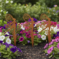 Garden Fairy Metal Silhouette Stakes for Outdoor Lawn Decor