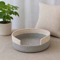Pet Bed Blends with Interior Cotton Rope Cat Bed Dog Bed With Handle Lightweight 38x38x12cm