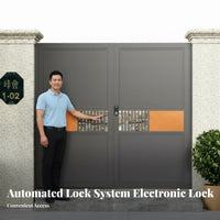 Villa Entrance Door Weather Resistant Modern Courtyard Gate Reinforced Frame Modern Aluminum Security Gate for Garden, Residential Community, Driveway