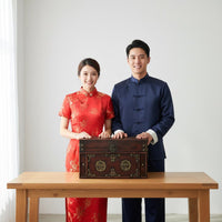 Vintage Chinese Design Storage Box Distressed Finish Traditional Wedding Dowry Trunk Vintage Wooden Box Perfect Gift