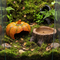 Reptile Hideout House Decoration for Corn Snakes Geckos Lizards, Resin Pumpkin/Tree Stump Design