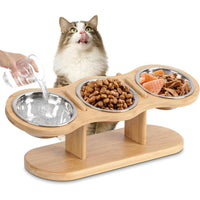 Pet Bowl Stand with Stainless Steel Bowls Tilted Raised Cat Feeder Dishwasher Pet Feeder with Bowls for Cats, Small Dogs, Indoor