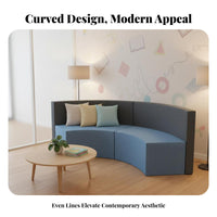 curved Shape Curved interchangeable Bench Flexible Combination Reception Seating Modern Aesthetic Lounge Sofa long-lasting Upholstery for Interior Designers, Office Managers, Business Owners, Lobby, Waiting Room, Shopping Mall
