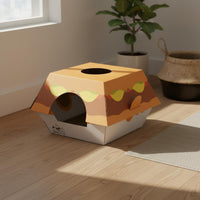 Large Size Cardboard Cat House Multi-Functional Cardboard Scratcher House Long-Lasting Cat Scratch Lounge Easy Assembly for Kittens