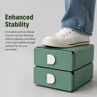 Multipurpose Drawer Organiser for Desk, PP Stackable Storage Drawers, 20x20x7.5cm Wardrobe Organiser Set of 2