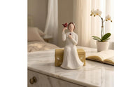 Removable Lid Figurine Jewelry Box Floral Relief Girl Figurine Box Desktop Display Home Decor