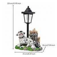Dog Statue with Solar Lantern Decorative Lawn Ornament Rustic for Pathway, Porch
