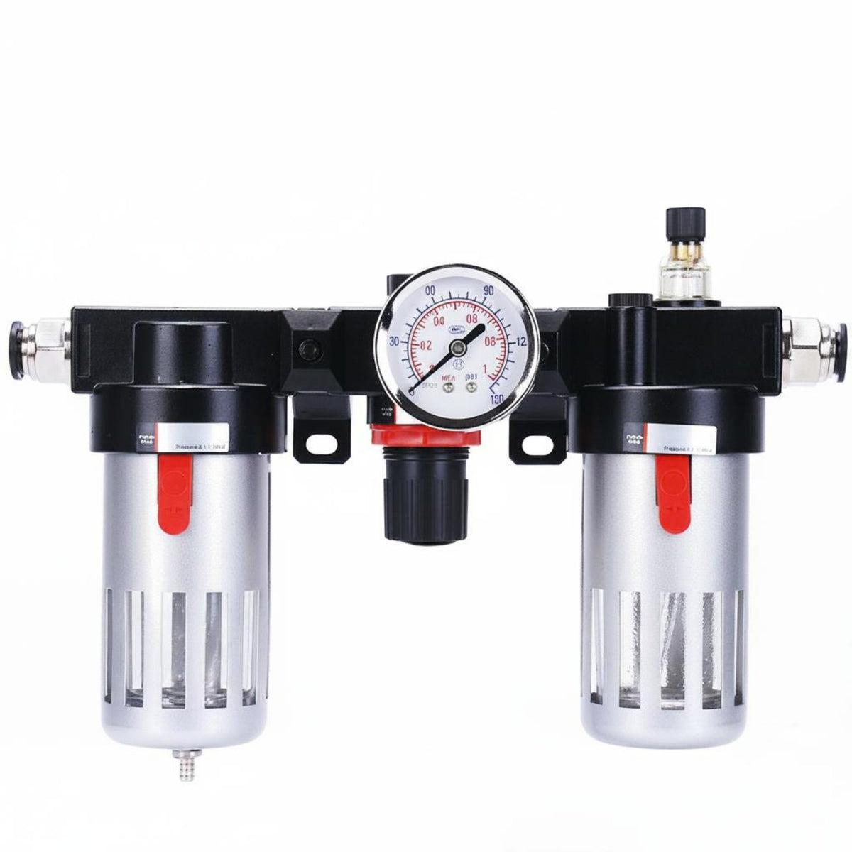 Fine Filtration FRL Combo Moisture Removal Filter Regulator Lubricator Transparent Bowl Compressed Air Filter Regulator Lubricator for Workshop, Factory