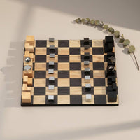Wooden Chessboard Decor Creative Design Geometric Wood Board High-End Look Checkerboard Table Decor for Entryway