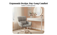 Height Adjustable Upholstered rotate Armchair Ergonomic Design Cat Ear Computer Chair Cute Aesthetic Home Seating fluid Rolling Casters for gaming enthusiasts, Students, Remote Workers, Bedroom, Dorm Room, Makeup Vanity, leisure corner