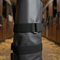 Tall Cylindrical Horse Hoof Soaking Boot Wide Opening Horse Hoof Bath Boot Flared Lower Section Enveloping Straps