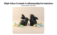 2 Pieces White Hare Ornament European Design Easter Bunny Ornament Creative Design Ceramic Hare Figurine for Collectors, TV Cabinet, Office Desk