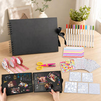 Scrapbook Album with Ribbon Closure Customizable Scrapbook Album with Spiral Binding DIY Memory Book for Crafters, Scrapbooking