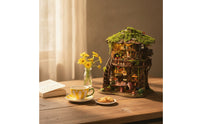 DIY Treehouse Kit Woodland Miniature House with Light String Miniature House with LED Light Creative Bookcase Insert Decorative