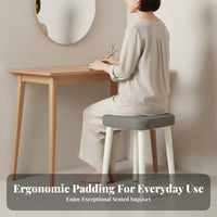 Modern Design Upholstered Vanity Stool Space-Saving Stackable Tufted Footstool Padded Seat Household Furniture Multifunctional for Makeup Users, Apartment Dwellers, Homeowners, Dining Room, Small Areas, Bedroom, Entryway