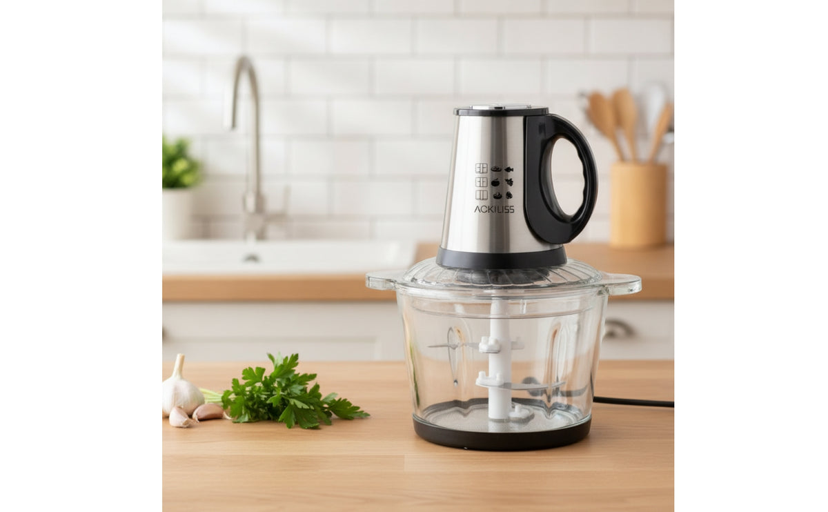 Long-Lasting Food Chopper with Glass Bowl Powerful Electric Food Chopper Countertop Appliance Compact for Home Cooks, Kitchen